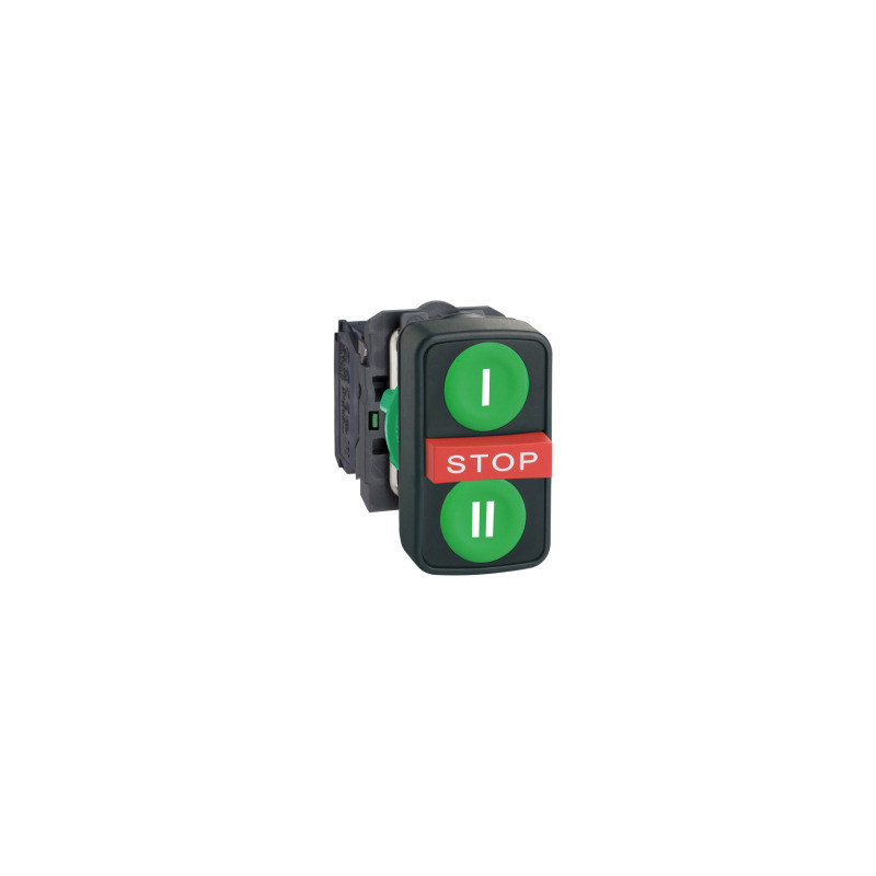 Pulsador luminoso triple ø22-verde/rojo saliente/verde rasante 1NA+1NC+1NA ref. XB5AA731327 Schneider Electric [PLAZO 3-6 SEMANA