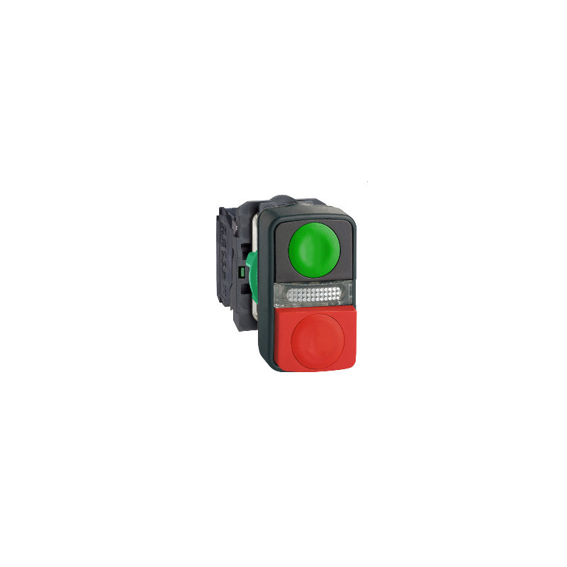 Pulsador luminoso doble ø 22 - verde rasante/rojo saliente 1NA+1NC 24V ref. XB5AW73731B5 Schneider Electric [PLAZO 3-6 SEMANAS]