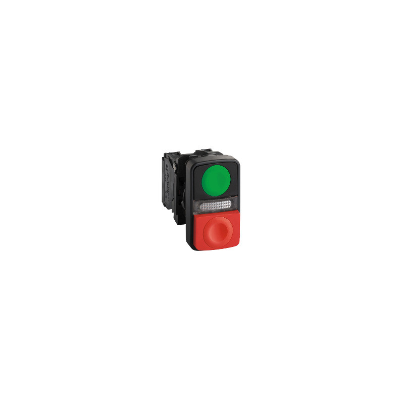 Pulsador luminoso doble ø 22 - verde rasante/rojo saliente 1NA+1NC 240v ref. XB5AW73731M5 Schneider Electric [PLAZO 3-6 SEMANAS]