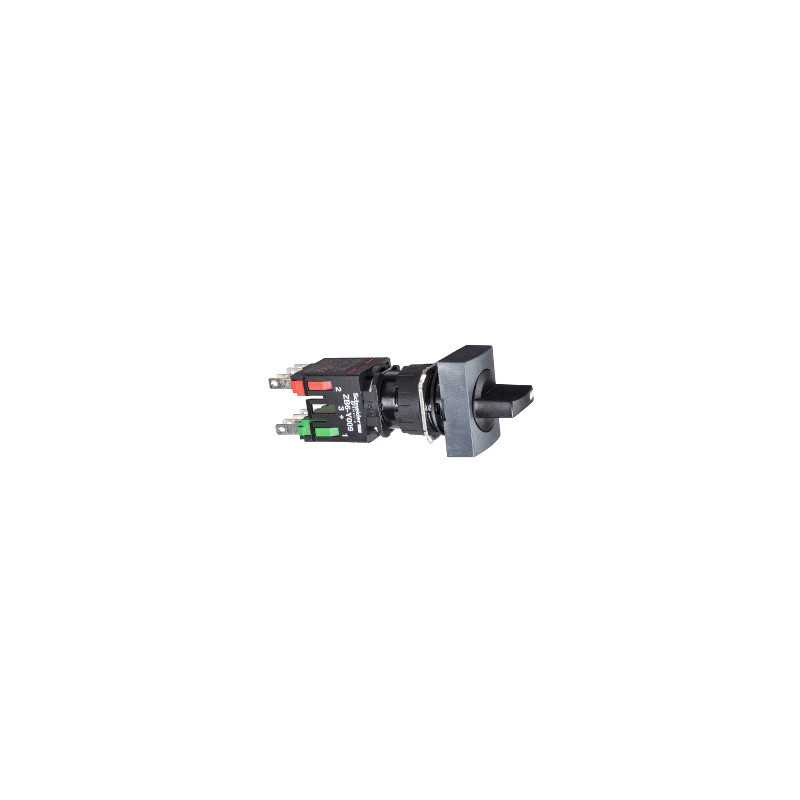 Selector rectangular negro ø 16 - 2 posiciones fijas - 1NA+1NC ref. XB6DD225B Schneider Electric [PLAZO 3-6 SEMANAS]