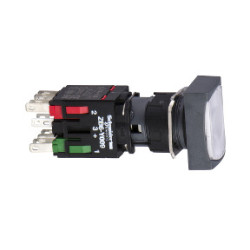 Pulsador luminoso rectangular blanco ø16 - pulsar-pulsar - 1NA+1NC - 24V ref. XB6DF1B5B Schneider Electric [PLAZO 3-6 SEMANAS]