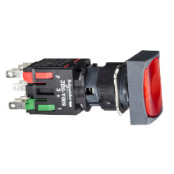 Pulsador luminoso rectangular rojo ø 16 - pulsar-pulsar - 1NA + 1NC - 24V ref. XB6DF4B5B Schneider Electric [PLAZO 3-6 SEMANAS]