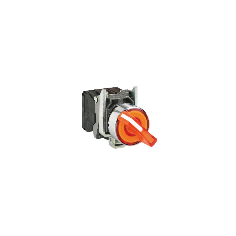 Selector luminoso naranja ø 22 2 posiciones fijas - 1NA+1NC - 24V ref. XB4BK125B5 Schneider Electric [PLAZO 3-6 SEMANAS]