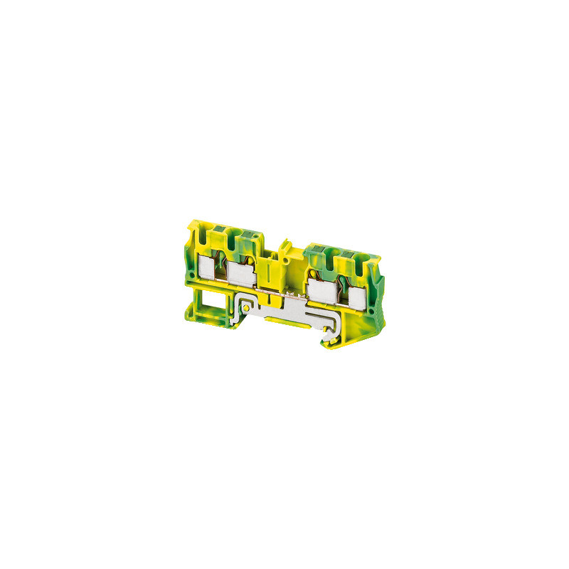Bloque de terminales de tierra - 4mm² nivel único 2x2 Push-in - amarillo verdoso ref. NSYTRP44PE Schneider Electric [PLAZO 8-15