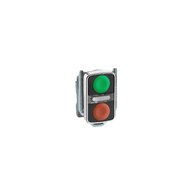 Cabeza pulsador luminoso doble ø 22 - verde rasante/rojo rasante ref. ZB4BW7A3740 Schneider Electric