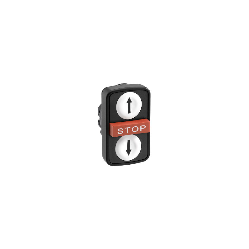 Cabeza pulsador triple ø22-blanco rasante/rojo saliente/blanco rasante c/marcaje ref. ZB4BA711147 Schneider Electric [PLAZO 8-15