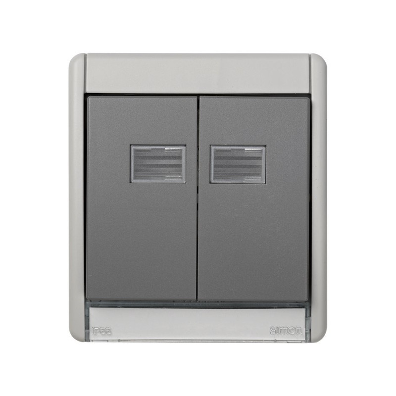 MARCO CON TECLA DOBLE GRIS AQUA Simon