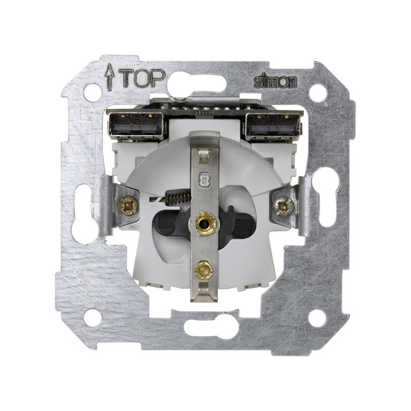 Base schuko con doble cargador USB 2.1A Simon