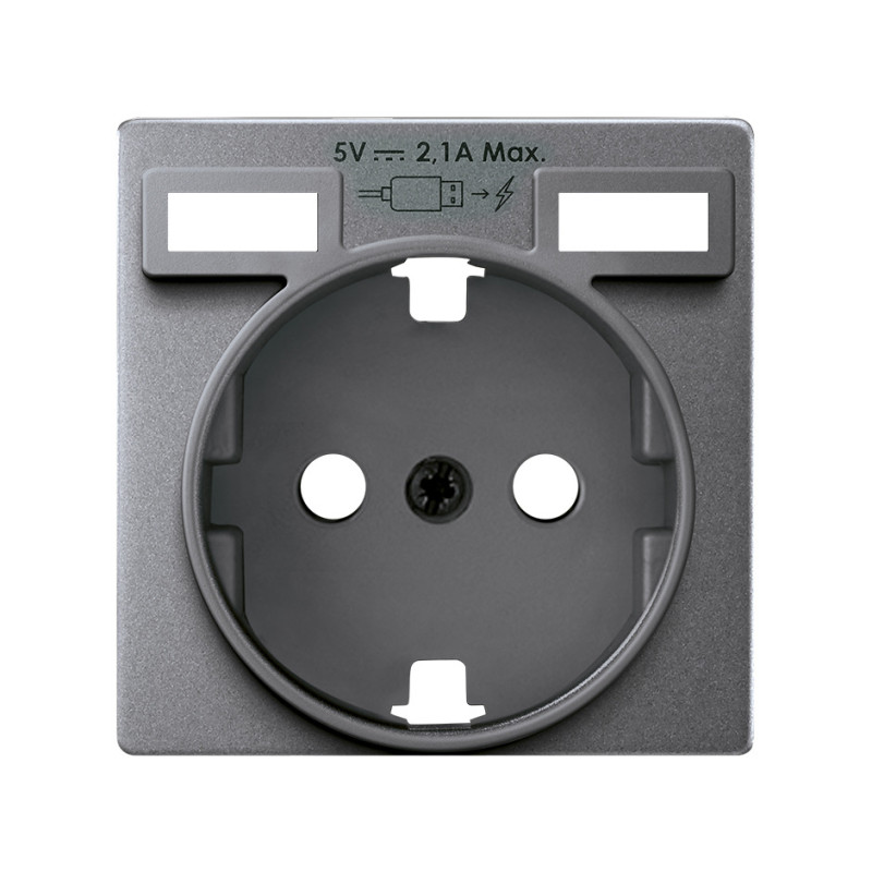 Tapa base enchufe schuko con 2 USB A+A Simon