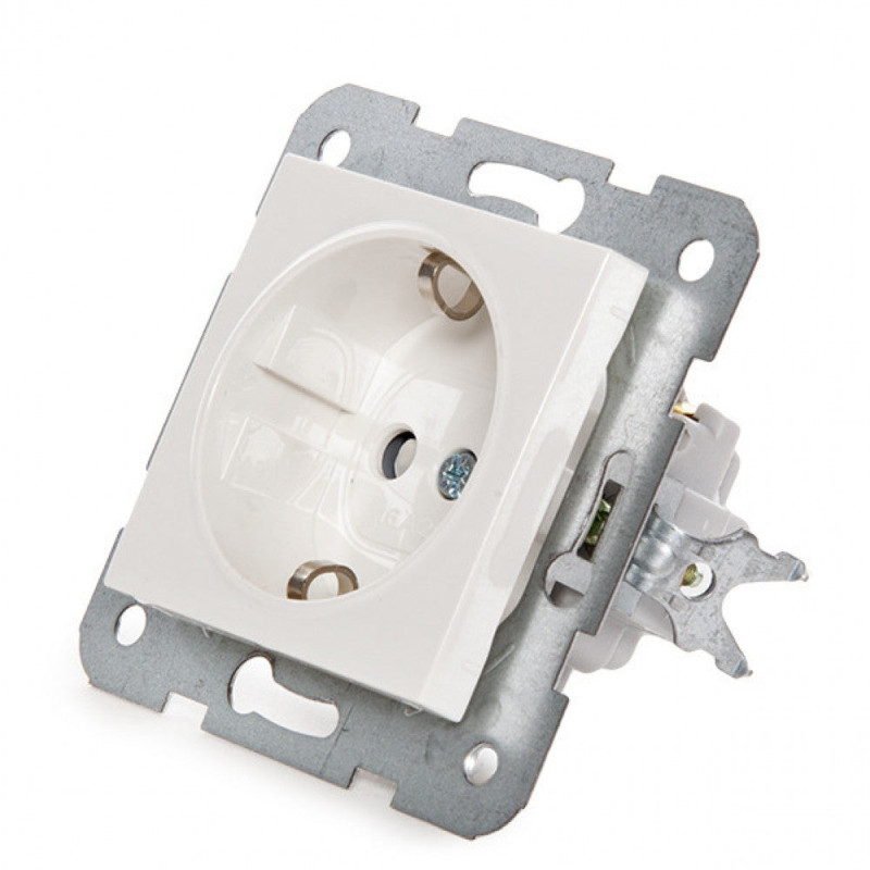 Toma de Corriente Panasonic Karre 16A 250V Bastidor Metálico con Garras/Protección Infantil/Cazoleta Blanca