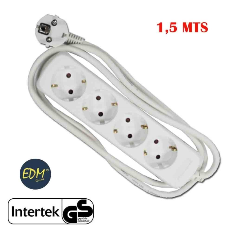 BASE MULTIPLE 4 TOMAS SCHUKO 1,5 MTS. 3x1,5mm