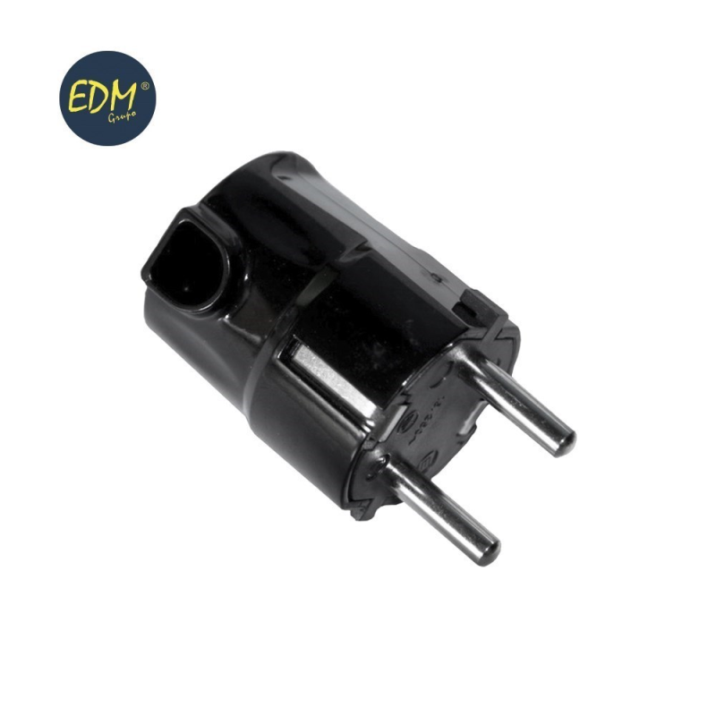 CLAVIJA SCHUKO T/TL S/LATERAL 4,8 mm. NEGRA RETRACTILADA EDM