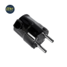 CLAVIJA SCHUKO T/TL S/LATERAL 4,8 mm. NEGRA RETRACTILADA EDM
